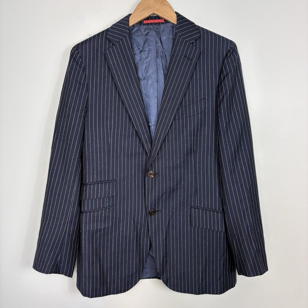 Suitsupply Men's Sienna Reda Super 130s Wool Sport Coat Sz 38R Navy Striped